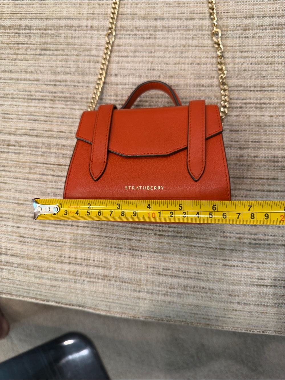 Strathberry Mini Crossbody in Burnt Orange with Gold Chain - Picture 14 of 16